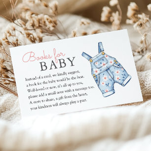 Cute Denim Blue Jean Girl Books For Baby Enclosure Card