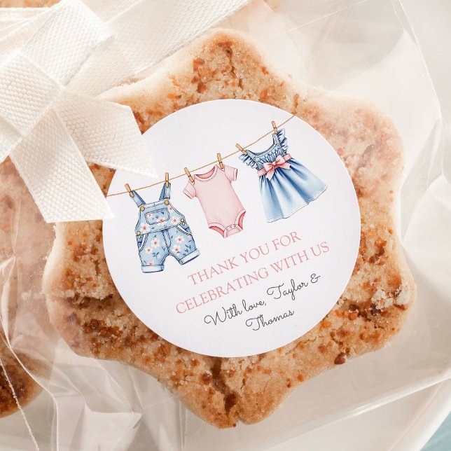 Cute Denim Blue Jean Girl Thank You Classic Round Sticker (Creator Uploaded)