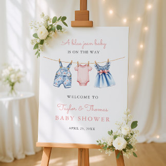 Cute Denim Blue Jean Girl Welcome Sign