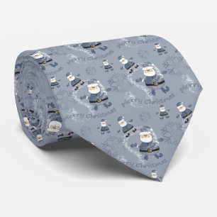 Cute Denim Christmas Santa Pattern Neck Tie