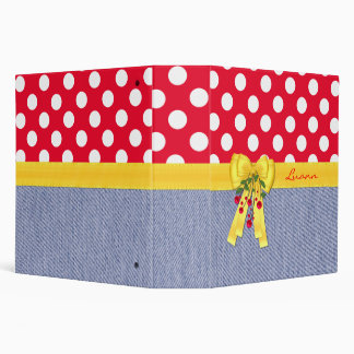 Cute Denim & Polka Dot Custom Binder