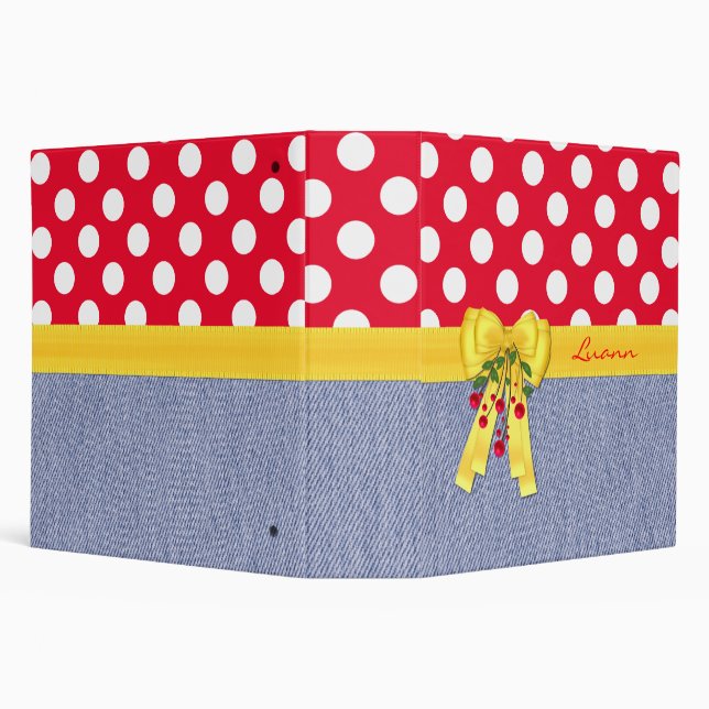 Cute Denim & Polka Dot Custom Binder (Background)