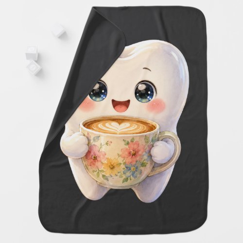 Cute Dental Coffee Lover Kawaii Character Baby Blanket