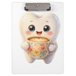 Cute Dental Coffee Lover Kawaii Character Clipboar Clipboard