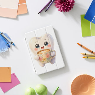 Cute Dental Coffee Lover Kawaii Character Notebook iPad Mini Cover