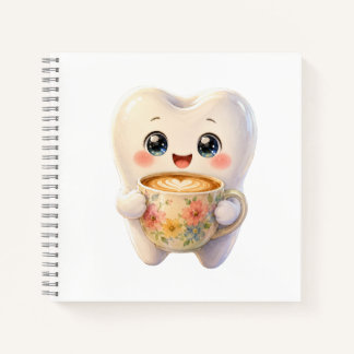 Cute Dental Coffee Lover Kawaii Character Square N Notebook