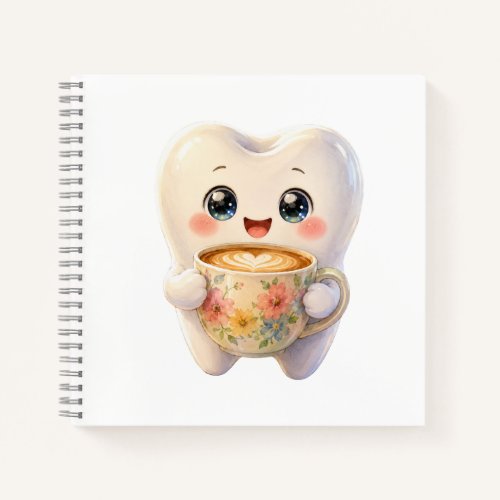Cute Dental Coffee Lover Kawaii Character Square N Notebook