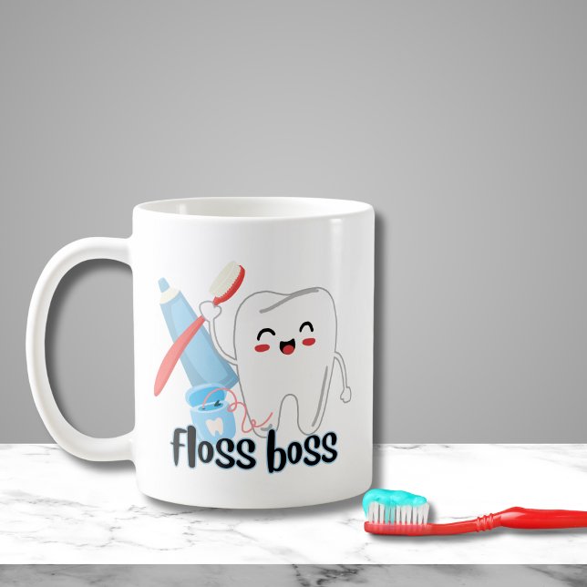 Cute Dental Floss Boss Coffee Mug (Creator Uploaded)