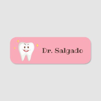 Cute Dental Hygienist Dentist Dentistry Editable Name Tag by red_dress at Zazzle
