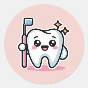 Cute Dental Hygienist Tooth Classic Round Sticker