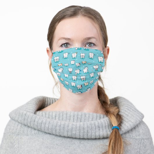 Cute Dental Pattern Adult Cloth Face Mask (Worn)