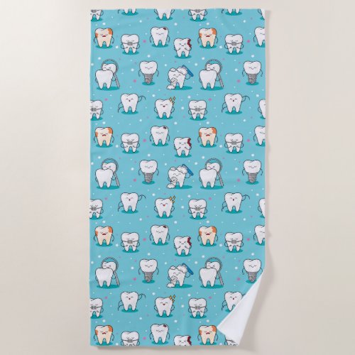 Cute Dental Pattern Beach Towel