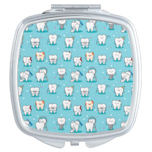 Cute Dental Pattern Compact Mirror