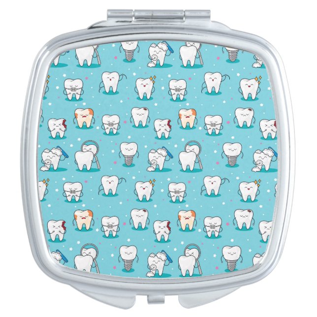 Cute Dental Pattern Compact Mirror (Front)