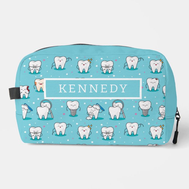 Cute Dental Pattern Dopp Kit (Front)