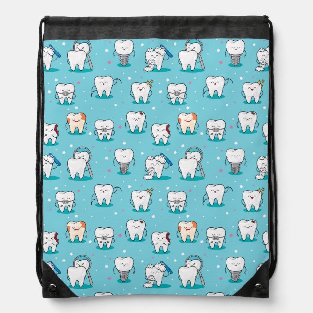 Cute Dental Pattern Drawstring Bag (Front)