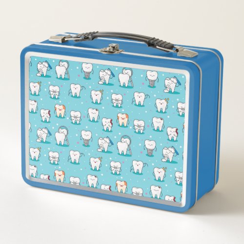 Cute Dental Pattern Metal Lunch Box