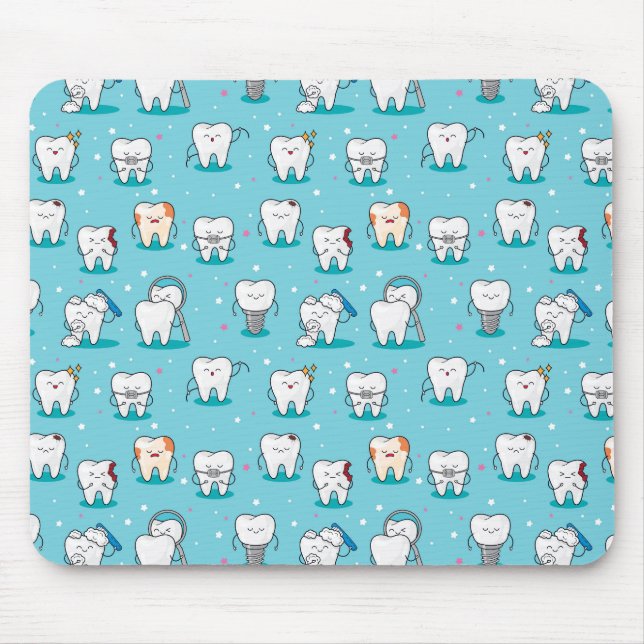 Cute Dental Pattern Mouse Pad (Front)