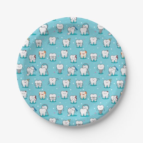 Cute Dental Pattern Paper Plates