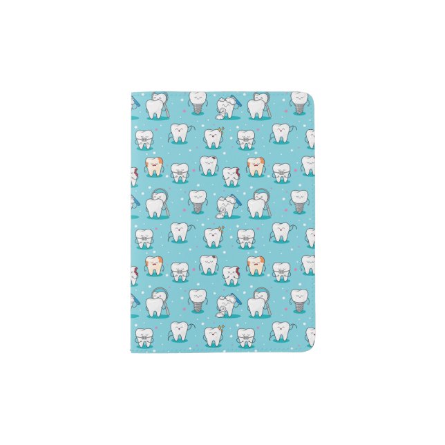 Cute Dental Pattern Passport Holder (Front)