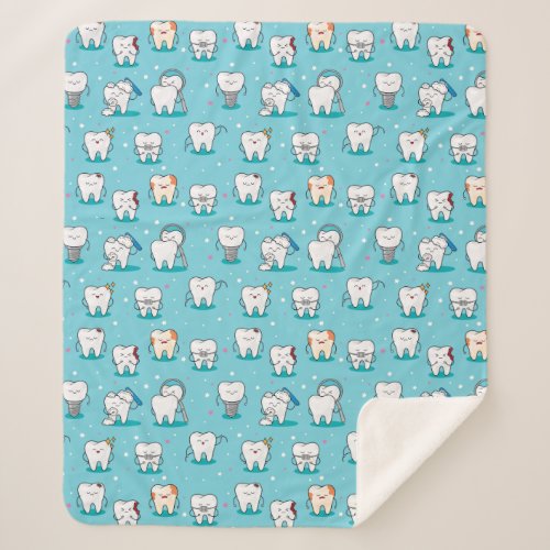 Cute Dental Pattern Sherpa Blanket