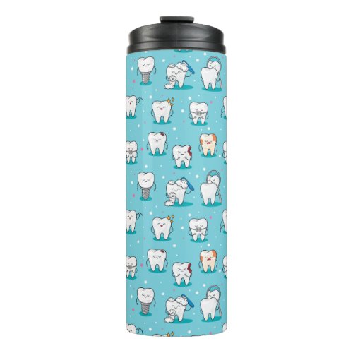 Cute Dental Pattern Thermal Tumbler