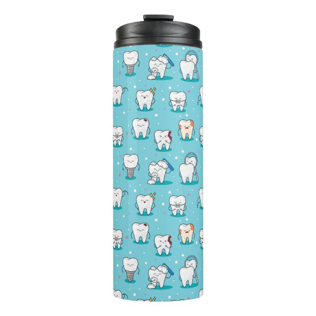 Cute Dental Pattern Thermal Tumbler (Front)