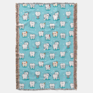 Cute Dental Pattern Throw Blanket