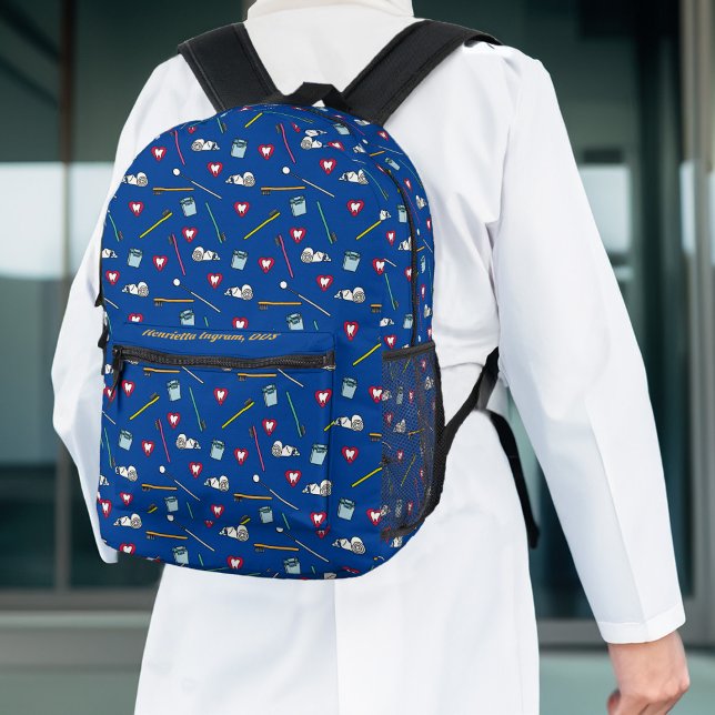 Cute Dental Tools Printed Backpack (Creator Uploaded)