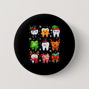 Cute Dental Tooth Snowman Christmas Xmas Men Women Button