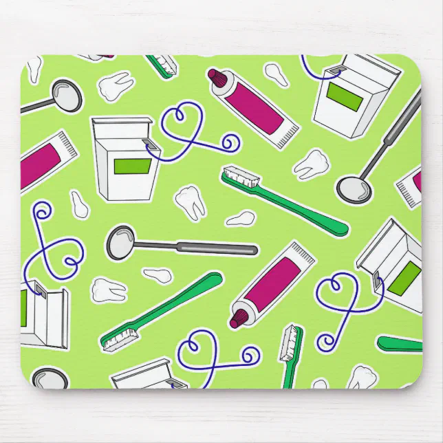 Cute Dentist / Dental Hygienist Love Green Purple Mouse Pad Zazzle