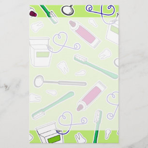 Cute Dentist / Dental Hygienist Love Green Purple Stationery