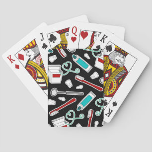 Cute Dentist / Dental Hygienist Print Black Poker Cards