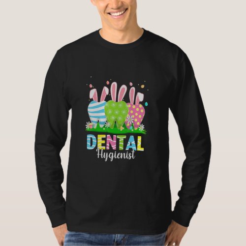 Cute Dentist Tooth Bunny Easter Eggs Dental Hygien T_Shirt