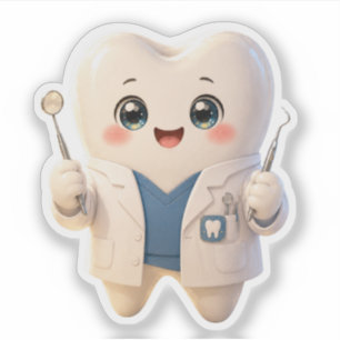 Cute Dentist Tooth Character Sticker