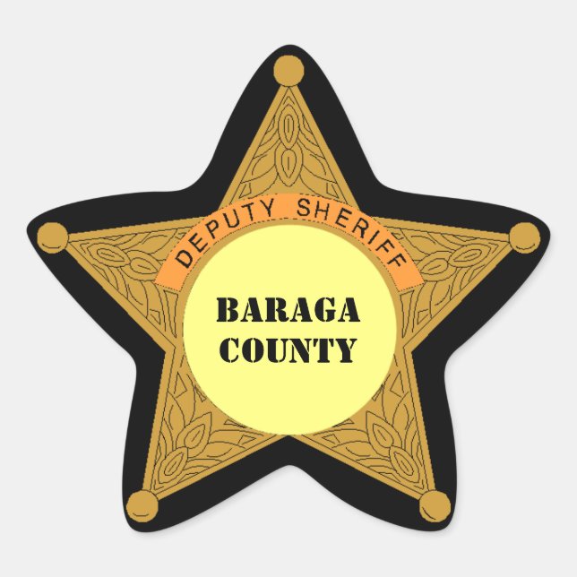 Cute Deputy Sheriff Badge personalize county fun Star Sticker (Front)
