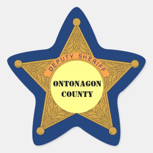 Cute Deputy Sheriff Badge personalize your county Star Sticker