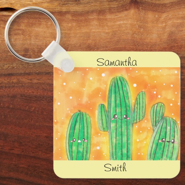 Cute Desert Cactus Keychain (Front)