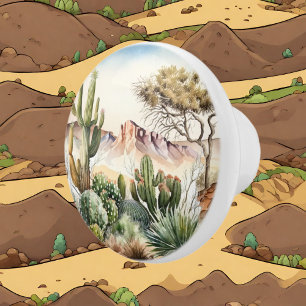 cute desert cactus lovers ceramic knob