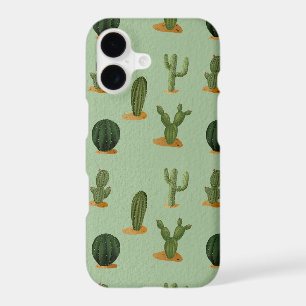 Cute Desert Cactus Pattern Sage Green iPhone Case