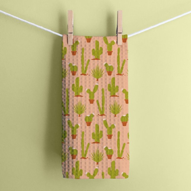 Cute Desert Cactus Plants on neutral blush Kitchen Towel (Creator Uploaded)