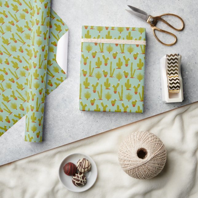 Cute Desert Cactus Plants Wrapping Paper (Crafts)