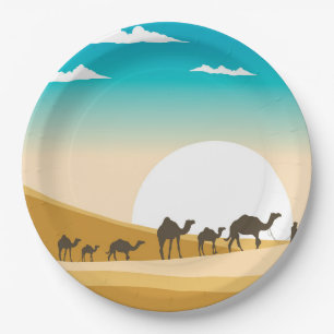 cute desert camel party paper plates
