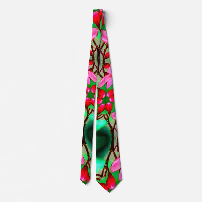 Cute Desert Rose Pattern Neck Tie (Back)