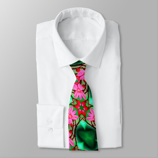 Cute Desert Rose Pattern Neck Tie (Tied)