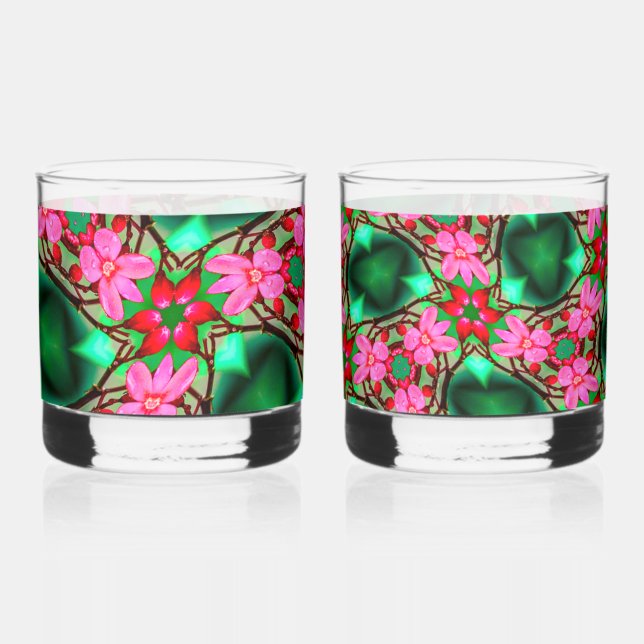 Cute Desert Rose Pattern Whiskey Glass (Left)