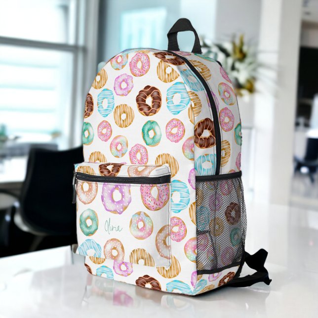 Cute desert sweet donuts illustration pattern printed backpack (Cute desert sweet donuts illustration pattern printed backpack)