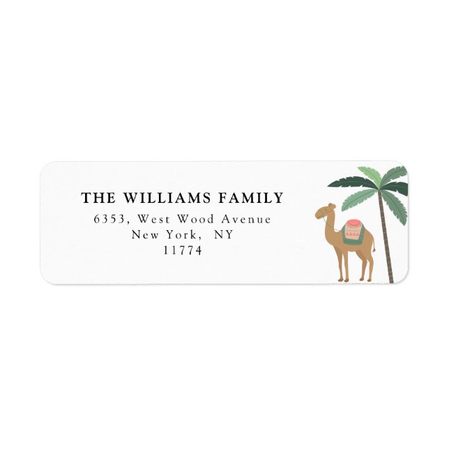 Cute Desert Themed Camel Palm Trees Matching Label (Front)