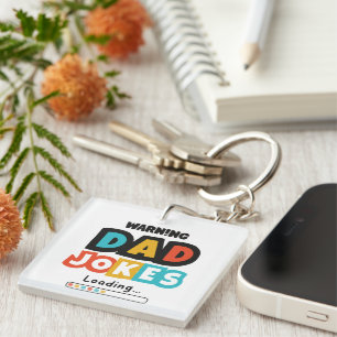 Cute Design Dad Jokes Loading For Father's Day Keychain