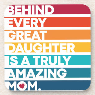 Cute Design Expression Text for Mother's Day Beverage Coaster